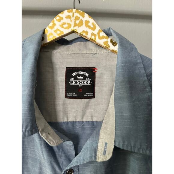 LR Scoop Men's Blue Button Front Shirt | Size 5X - Picture 3 of 5